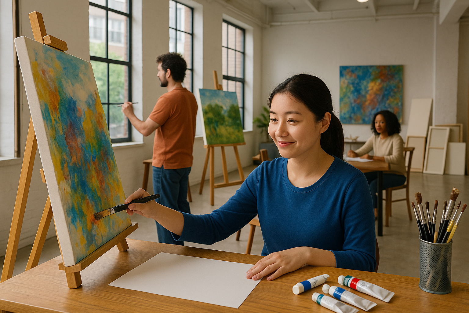 広々としたシェアアトリエでのびのび制作