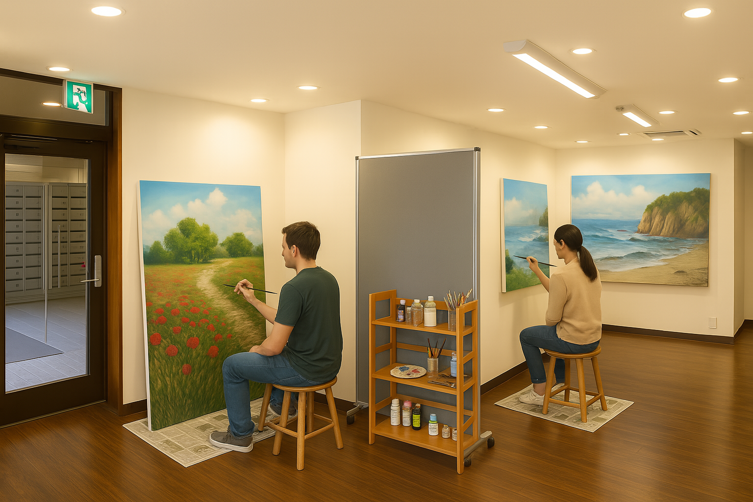 共同アトリエの個人スペース 使用の様子